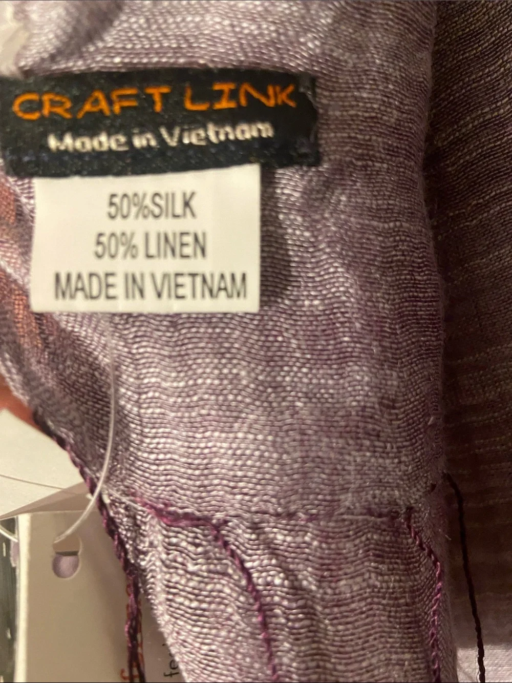 SERRV Lightweight Lavender Wrap Pashmina Scarf w:Fringe Silk/Linen New Vietnam